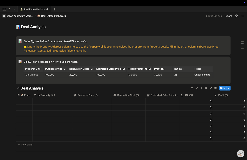Property Deal Tracker Dashboard